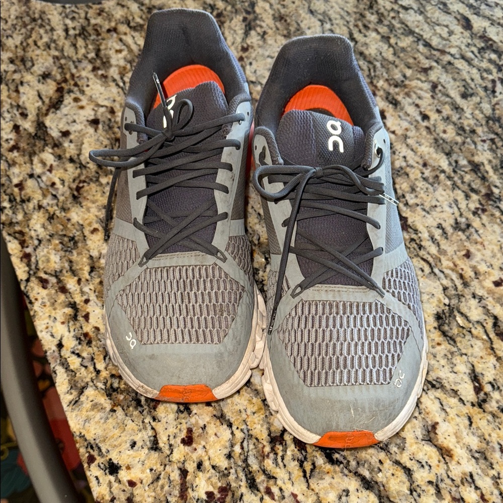 On Running Men's Athletic Shoes in Gray and Orange